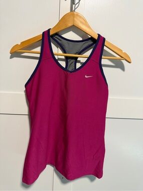 Nike Fuchsia Racerback Training Tank with Navy Trim
